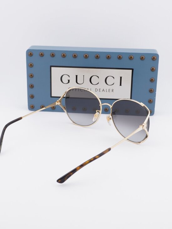 Gucci GG0650SK 002 Round Sunglasses - Gold / Grey main image 9